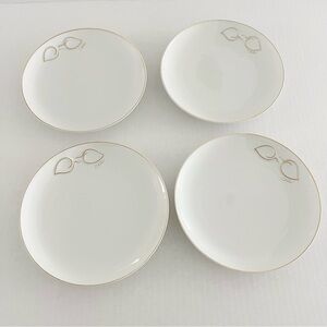 Chloe Paris Hutschenreuther Germany Porcelain White Gold Leaf Set Of 4 Appetizer